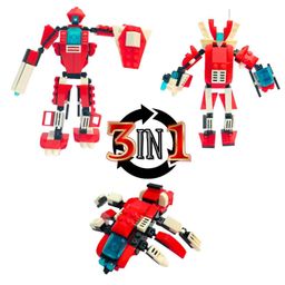 Amitasha 3in1 Mech Robot Building Blocks Transform Model 3D Assemble Toy for Kids 150 Pc Brick Architect Kit image 3