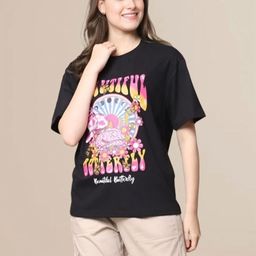 Mast & Harbour Pack Of 3 Typography Printed Round Neck Oversized Cotton T-shirt-image-70