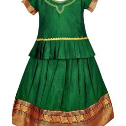 AMIRTHA FASHION Girls Embroidered Zari Ready to Wear Cotton Lehenga Choli-image-65