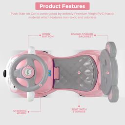 Dash Monkey Ride On with Horn & High Backrest Support Under Storage Basket-Pink image 5