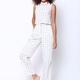 CHIC BY TOKYO TALKIES Women Off-White Checked Top with Trousers-image-45