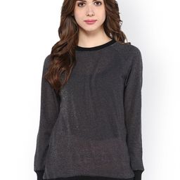 Pannkh Women Grey & Black Solid Sweatshirt-image-31