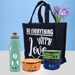 Kuber Industries 3 Pcs Printed Jute Handheld Bag image 2