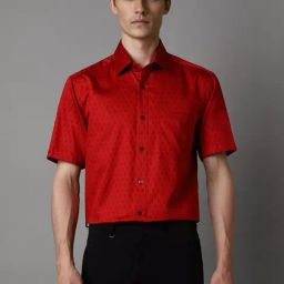 Louis Philippe Red Cotton Regular Fit Printed Shirt-picture-14