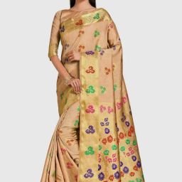 Mimosa Beige Woven Sarees With Blouse-image-2