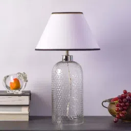 Kapoor E Illuminations White Tesco Dotted Pattern Glass Table Lamp 1-image-83