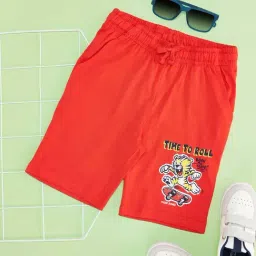 Pantaloons Junior Boys Fiery Red Cotton Printed Shorts-image-80