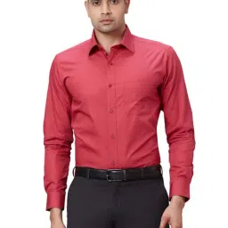 Raymond Red Cotton Slim Fit Shirt-image-4
