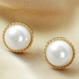 Peora Gold-Plated Pearl Studded Stud Earrings-image-79