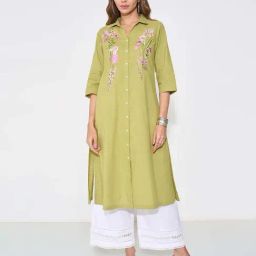 Rangmanch By Pantaloons Lime Sherbet Regular Fit Embroidered Kurta-picture-18