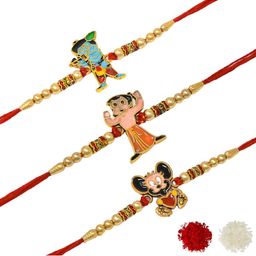 MEIRA JEWELLERY Set Of 3 Designer Rakhi With Roli Chawal & Greeting Card-84