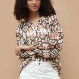 Colour Me By Melange Off White Regular Fit Printed Top-picture-3