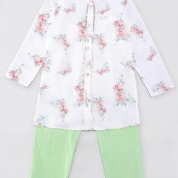 Nauti Nati Boys White Linen Graphic Regular Fit Kurta with Pyjamas-picture-29