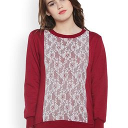 Belle Fille Women Maroon Solid Sweatshirt-picture-19