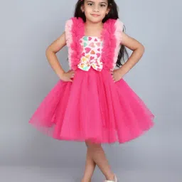Pink Chick Girls Pink Sleeveless Ruffle& Bow Applique Fit and Flared Dress-image-94