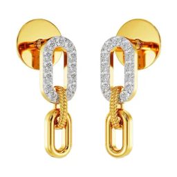 Joyalukkas 18k (750) Purity Yellow Gold Link and Loop Diamond Earrings-85