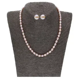 Sri Jagdamba Pearls Single Line Pink Alloy Necklace Set-25
