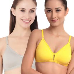 Floret Multicolor Non Wired Non Padded T-Shirt Bra (Pack Of 2)-image-1