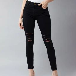 DOLCE CRUDO Black Distressed Jeans-image-41