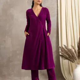 true Browns Purple A Line Kurta-image-8