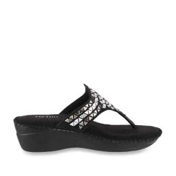Metro Women's Black Thong Wedges-image-6