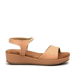 Pelle Albero Women's Beige Ankle Strap Wedges-image-19