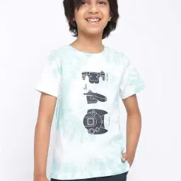 Tales & Stories Kids Blue & White Cotton Printed T-shirts-image-54