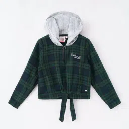 Ed-a-Mamma Kids Green & Blue Cotton Chequered Full Sleeves Top-image-71