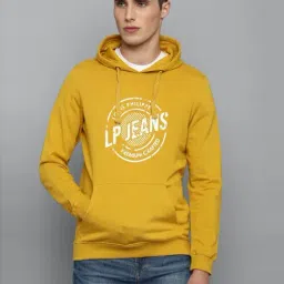 Louis Philippe Jeans Yellow Cotton Regular Fit Printed Hooded SweatShirt-picture-3
