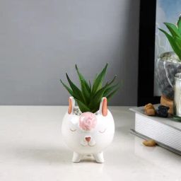 Tayhaa White & Green Ceramic Succulent Artificial Plant with Pot-17