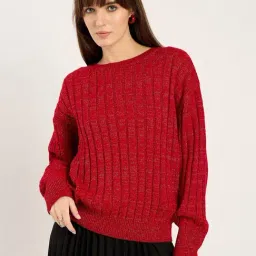 FEMMELLA Red Relaxed Fit Striped Sweater-picture-17