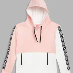 Blue Giraffe Kids Baby Pink & White Color Block Full Sleeves Sweatshirt-image-91