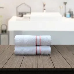 Petal Home White & Red Solid Cotton Hand Towels - Set of 2-image-71