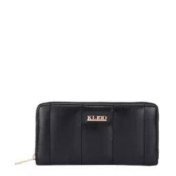 KLEIO Black Quilted Zip Around Wallet for Women-28