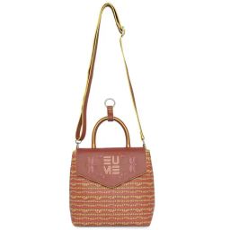 Eume Dragonfly Hot Sauce Red Leather Printed Convertible Backpack-image-9