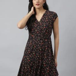 Latin Quarters Black Rayon/Viscose Regular fit Printed Dress-image-29