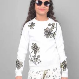 Crimsoune Club Kids Off-White Floral Print Full Sleeves Sweater-image-88
