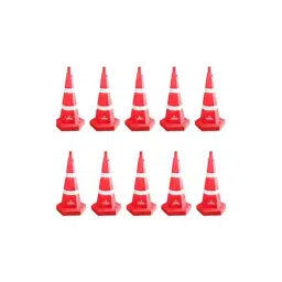 Ladwa 750 mm Heavy Base Traffic Safety Cone with 2 Reflective Stickers Red (Pack of 10)-43