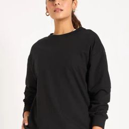 FEMMELLA Black Relaxed Fit Solid Sweatshirt-image-84