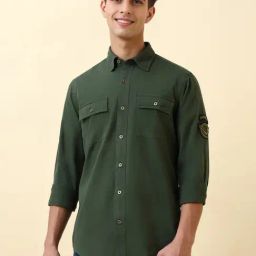 Allen Solly Green Cotton Regular Fit Shirt-picture-40