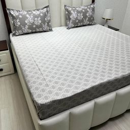 Pure Decor Royal Majestic Grey Printed Pure Cotton King Bedsheet Set 2.74 m x 2.74 m-image-80
