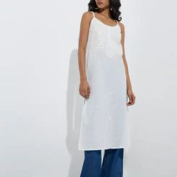 Utsa by Westside White Floral Embroidered Cotton Straight Kurta-image-63