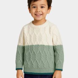 Miarcus Kids Cream & Green Regular Fit Sweater-picture-4