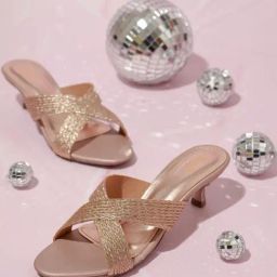 Inc.5 Women's Rose Gold Cross Strap Sandals-image-60