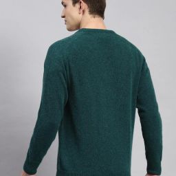 Monte Carlo Green Wool Blend Regular Fit Solid Pullover image 2