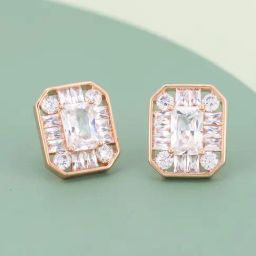 Kushal's Fashion Jewellery White Rose Gold Polished Zircon Earring for Women-picture-33