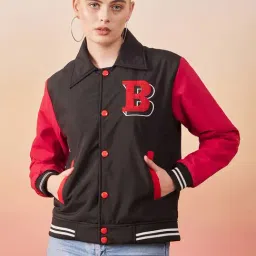 BUYNEWTREND Black & Red Color-Block Jacket-image-100