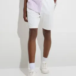 WES Casuals by Westside White Relaxed-Fit Mid-Rise Cotton-Blend Shorts-picture-31
