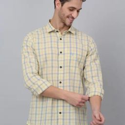 Cantabil Yellow Regular Fit Checks Shirt-picture-19