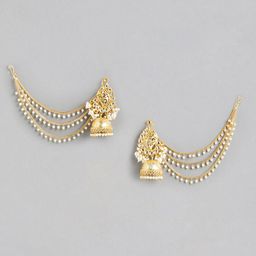 Anouk Gold-Plated Artificial Stones & Beads Contemporary Jhumkas Earrings-45